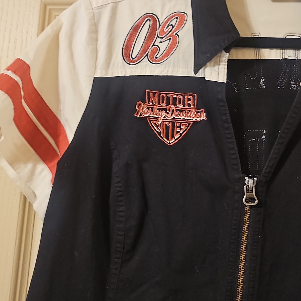 Harley-Davidson Black, White & Red Zip-Up Racing Shirt - Picture 3 of 5